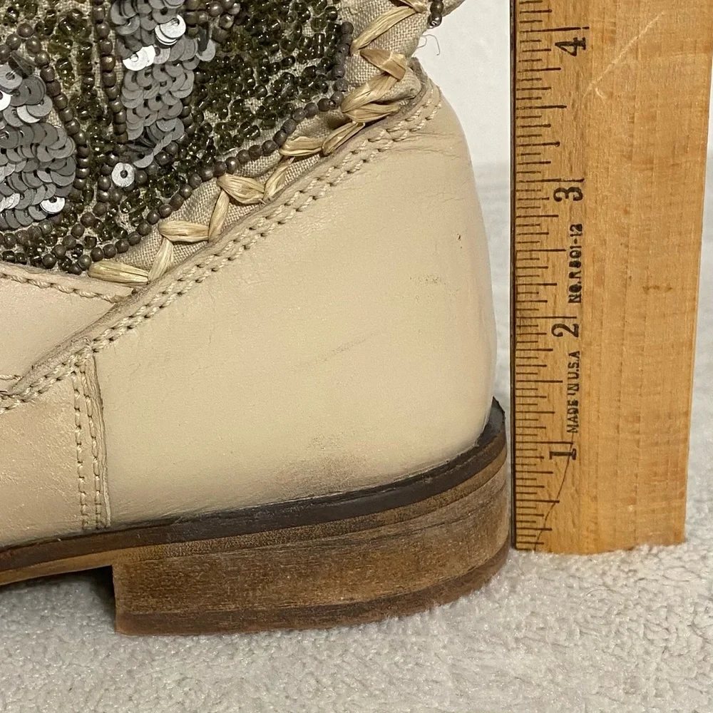 Naughty Monkey Lysandra Beige Leather Ankle Boots Women’s Size 9